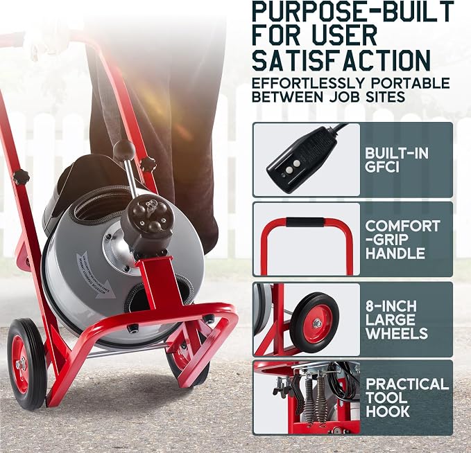 Albott 75 FT x 1/2 Inch Electric Drain Cleaner Machine | Auto-Feed Sewer Snake - Image 6