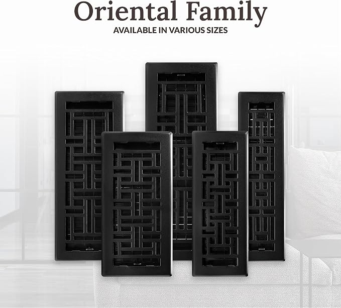 Decor Grates AJH212-BLK Oriental Floor Register, Textured Black - Image 11