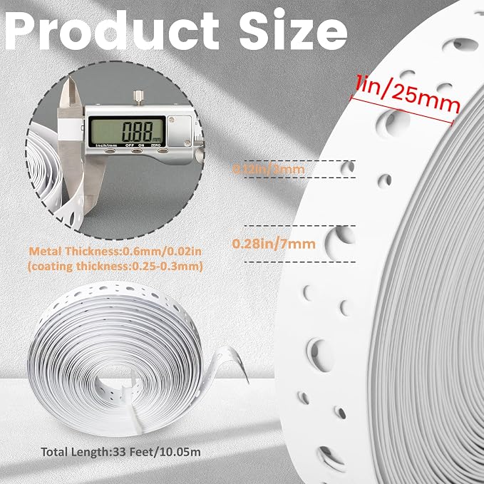 White Coating Metal Strapping 1-Inch x 33FT 0.6mm Thickness - Image 2