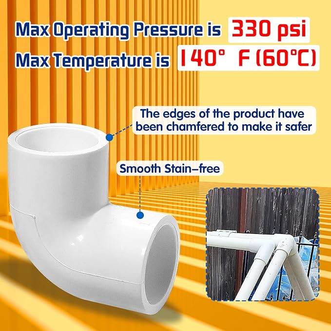 Pack of 10 1/2inch PVC 90 Degree Elbow, 2 Way Right Angle Adapter Fittings - Image 7