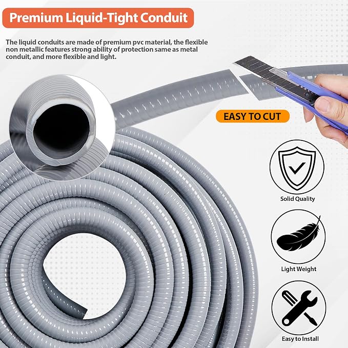 Liquid-Tight Conduit and Connector Kit 1/2inch 150ft | UL Certification - Image 3