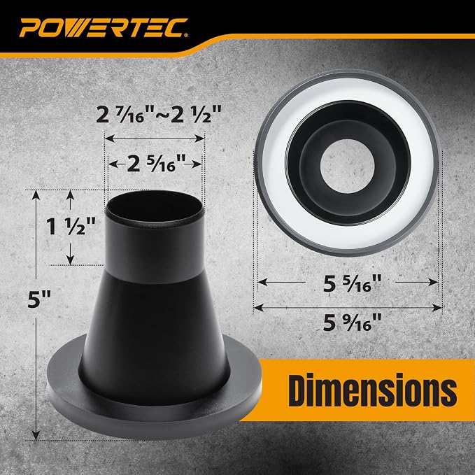 POWERTEC 4” to 2-1/2” Steel Ring Port Receiver, Magnetic Dust Collection Fitting - Image 6