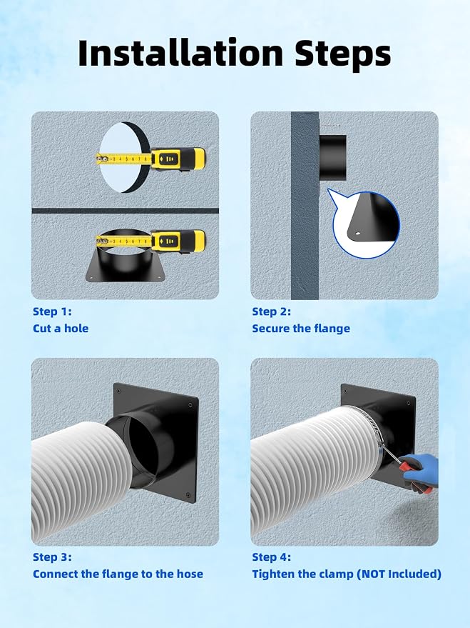 4 Inch Duct Connector Flange, Metal Dryer Vent Wall Flange | Square to Round - Image 6