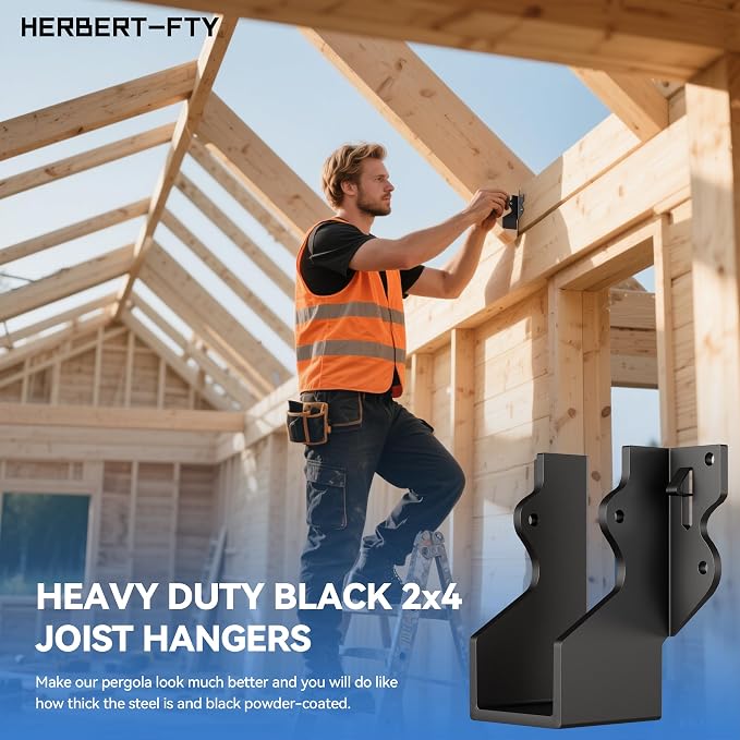 Black 2X4 Joist Hanger Heavy Duty 14 Gauge LU24 Black Face Mount Joist Hangers - Image 4