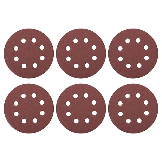 HARFINGTON 20 Pcs 5 Inch Sanding Discs 120 Grit Red Aluminum Oxide 8 Hole | by HARFINGTON