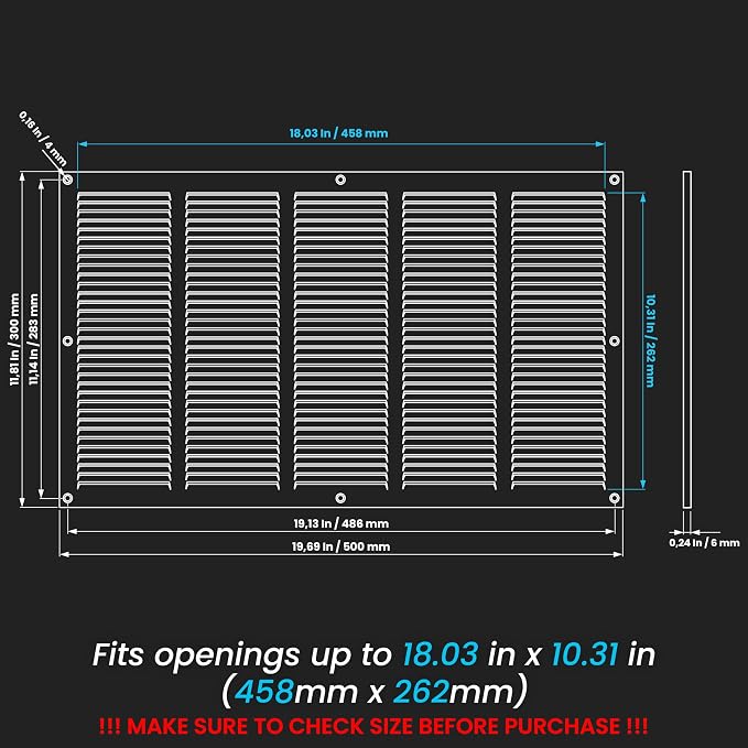 Repa Market Air Vent Cover 20x12 Inch White Galvanized Steel Louvered Grill - Image 2