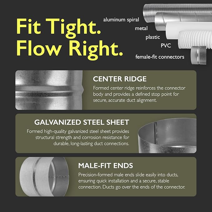 8 Inch Duct Connector for HVAC Ducting, Dryer Vent Hose - Image 4
