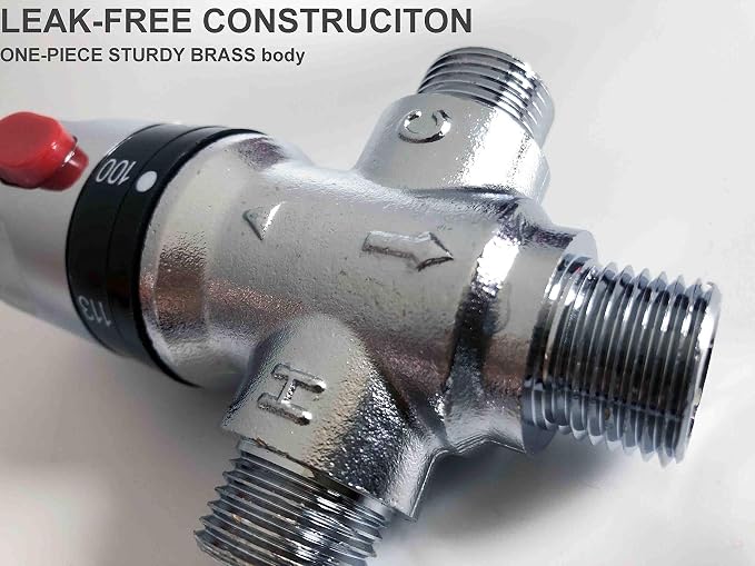Three-way Thermostatic Mixing Valve, 1/2NPT Connections, Solid Brass - Image 5