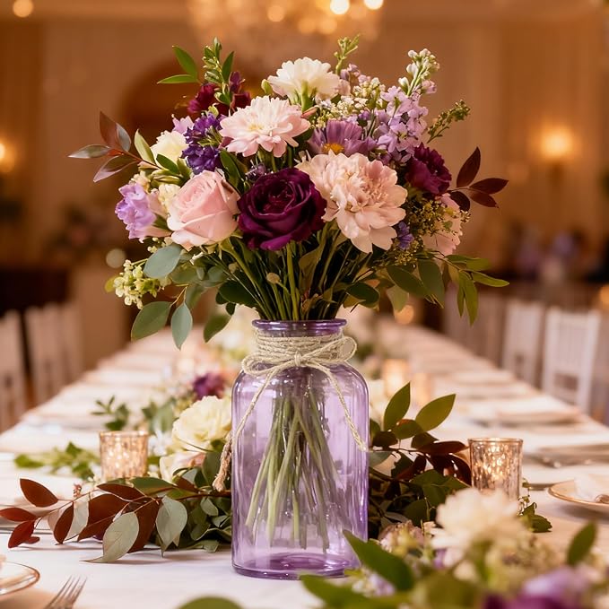 12 Pack Mason Jar Vases for Centerpieces, Wide Mouth Mason Jars - Image 5