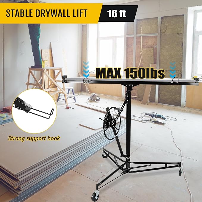 One-Person Drywall Lift Panel Hoist, 150 Lb Heavy-Duty Steel Sheetrock Jack | - Image 3