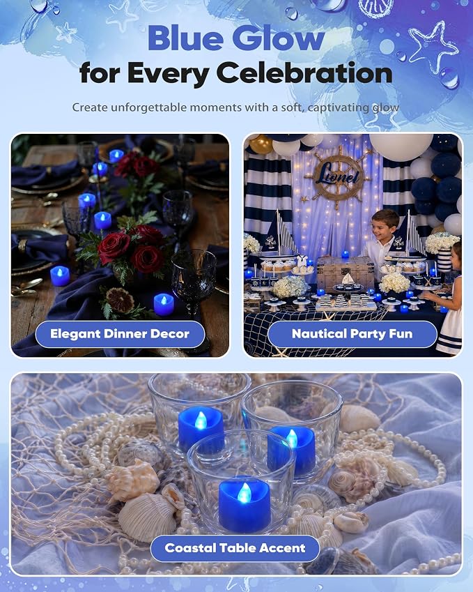 Homemory 50-Pack Blue Flameless Battery Tea Light Candles, 200+ Hours | - Image 7