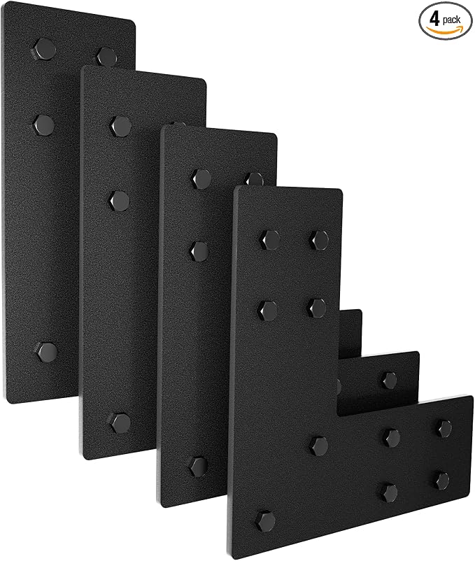 4packs Black L Brackets Corner Brace 90 Degree Right Angle Metal Heavy Duty by Juedawyal
