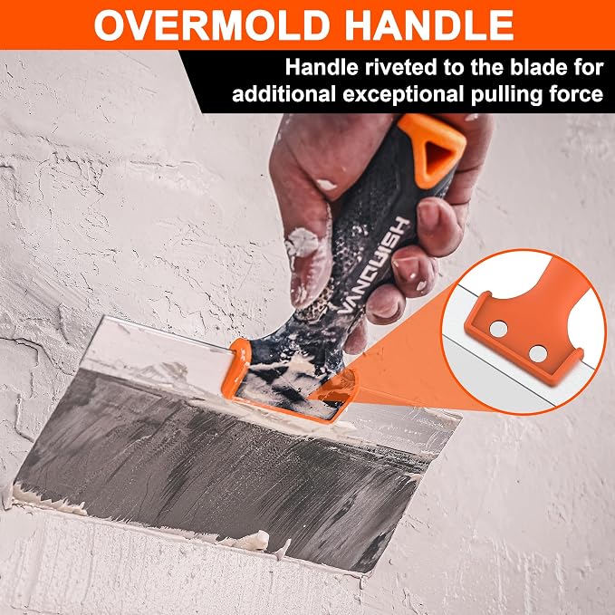 VANQUISH 10 Inch Stainless Steel Drywall Taping Knife Soft Grip Handle - Image 3