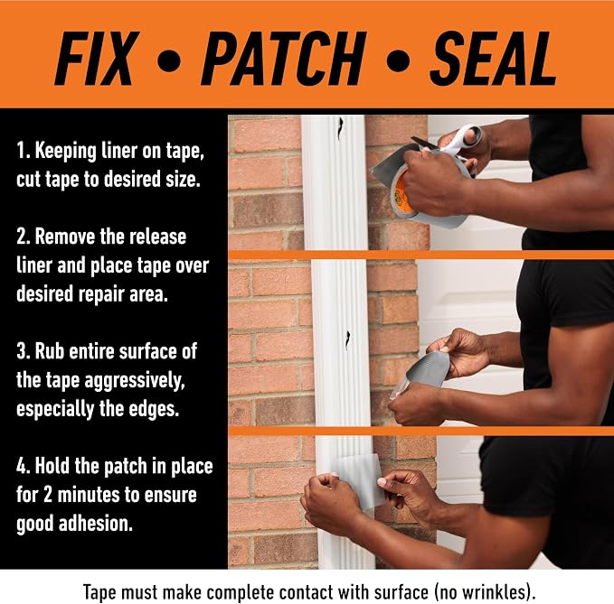 GORILLA Waterproofing Tape, UV-Resistant Backing, Bonds Vinyl, Plastic & Rubber - Image 4