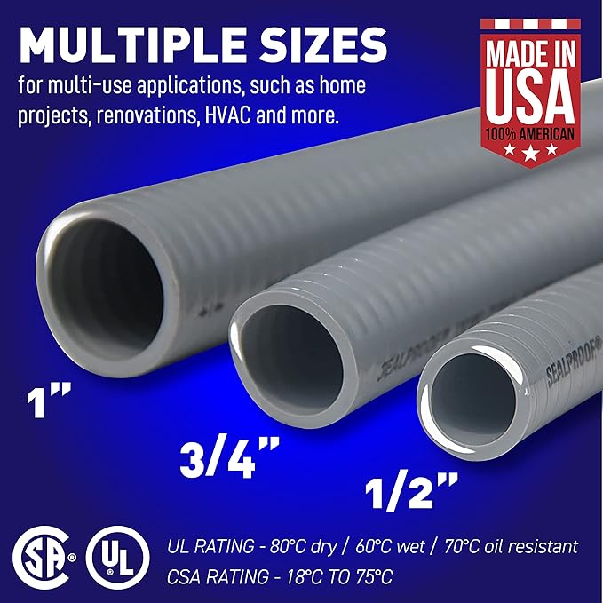 1/2-Inch Non-Metallic Liquid-Tight Conduit and Connector Kit, 50 Foot Made in - Image 6