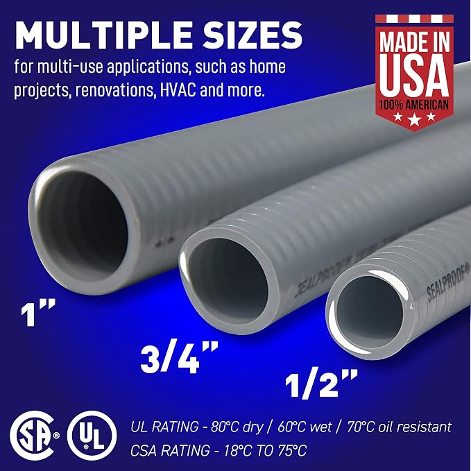 3/4-Inch Non-metallic Liquid-Tight Conduit and Connector Kit, 50 Foot Made in - Image 6