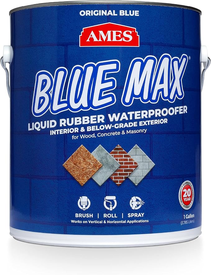 Ames Blue Max Liquid Rubber Waterproofer, 1 Gallon, floors & more. by AmesResearchLaboratories