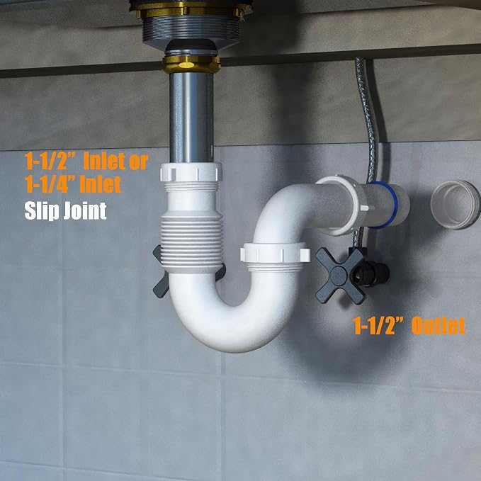 Flexible P Trap for Bathroom Sink, Flex Drain Pipe for Bathroom Sink Drain Kit - Image 4
