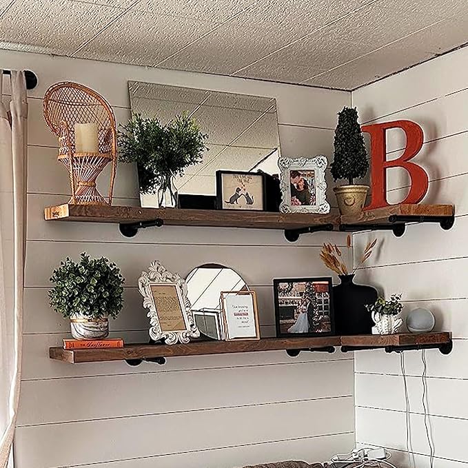 6 Pack Pipe Shelf Brackets 12 Inch, Industrial Iron Pipe Floating Shelves - Image 5