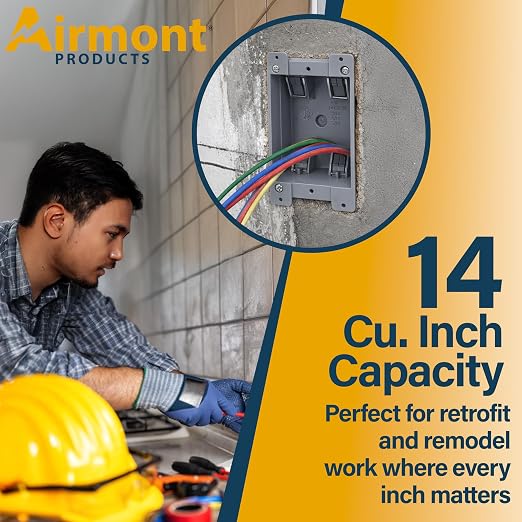 Airmont Products 14 in. Old Work Electrical Box, 1-Gang 14 Cu in Non-Metallic - Image 4