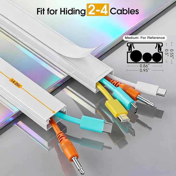 Wire Covers for Cords on Wall, 212.6in Cord Hider Wall, Cord Covers for 2-3 - Image 2