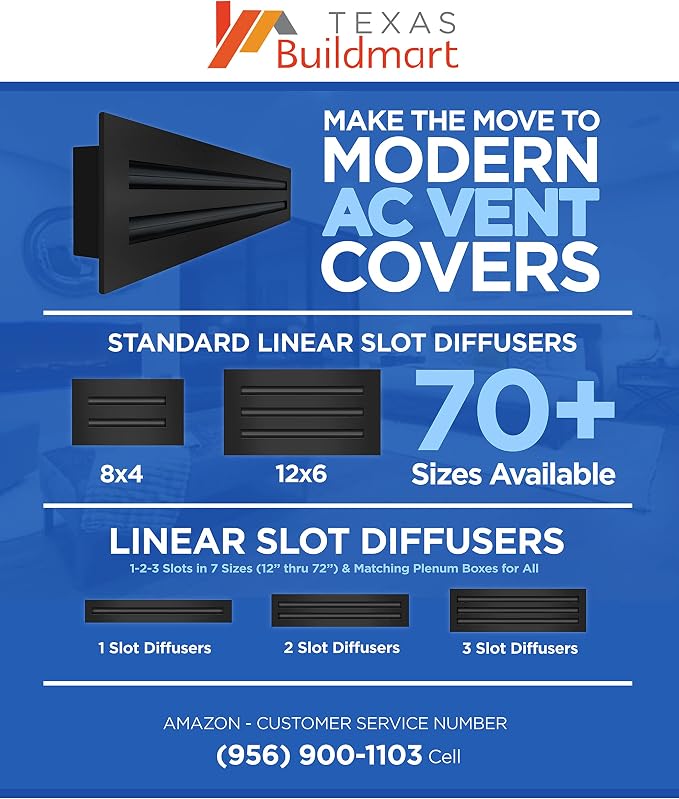 BUILDMART - 22x8 Modern AC Vent Cover - Decorative Black Aluminum Air Vent - - Image 8
