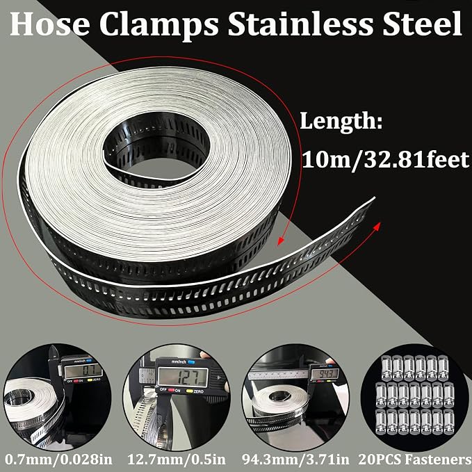 Hose Clamps Stainless Steel, Large Worm Gear Duct Pipe Hose Clamp Assortment Kit - Image 4