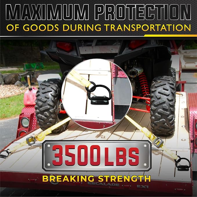 PAMAZY 4PCS 3500lbs Heavy-Duty Steel D-Rings Tie-Down Anchors Ultra-Durable | - Image 2