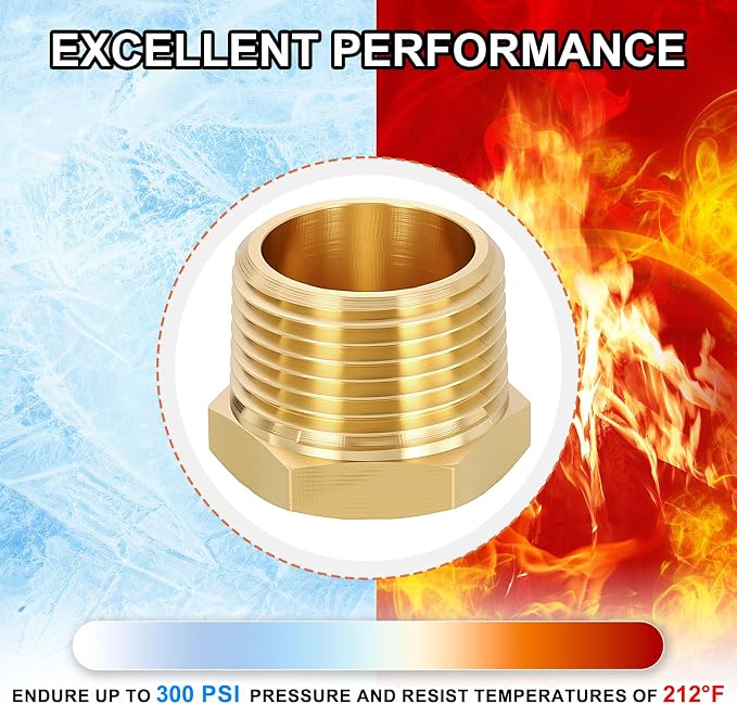 2 Pack Male to FeMale Adapter, 3/4" NTP Male x 1/8" NTP Female Brass Hex - Image 7