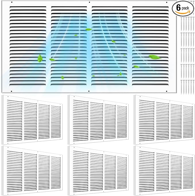 Blulu 6 Pack Fit for 24 x 12 Inch Duct Opening Return Air Vent Cover by Blulu