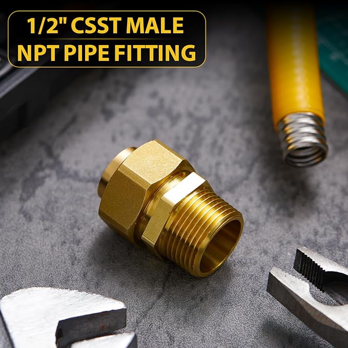 Frienda 8-pack 1/2" Male Npt Brass Pipe Fittings, Heavy Duty Hex Nipple Adapter - Image 7