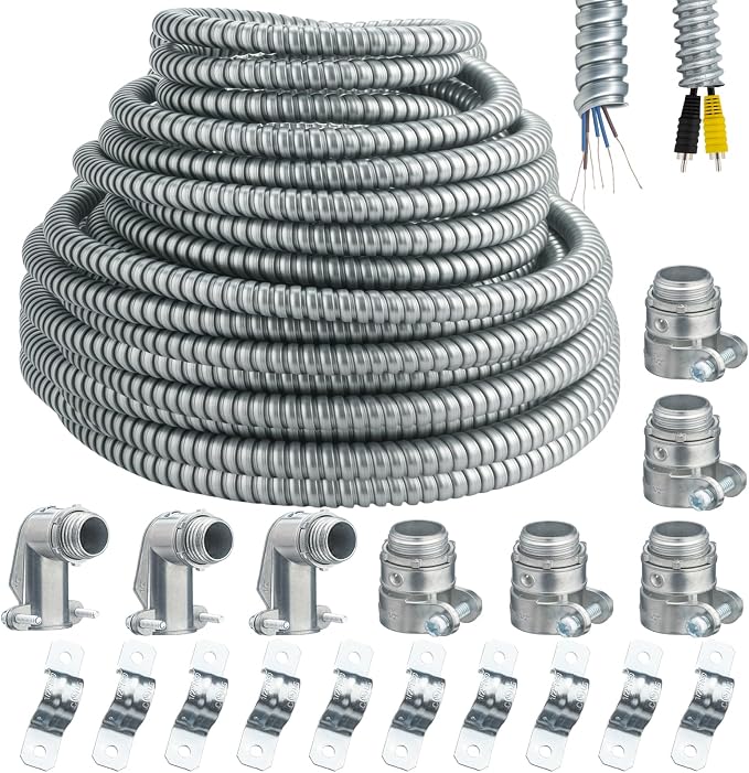 eflyefly 1/2 Flexible Metal Electrical Conduit Kit，50 Feet of 1/2-inch Flexible by Unknown