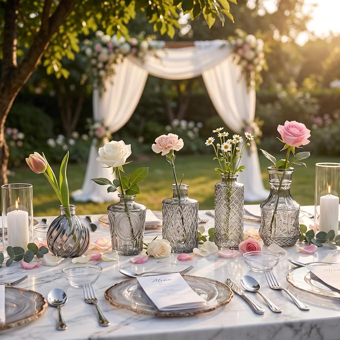 Clear Glass Bud Vase Set of 14 Pcs, Small Bud Vases in Bulk, Glass Crystal - Image 6