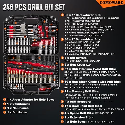 COMOWARE 246 Pcs Drill Bit Set - Image 2