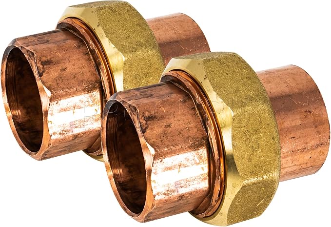 2-Pack 1-Inch Copper Union CxC Sweat Connection, Made in USA, Certified Safe by PROCURU