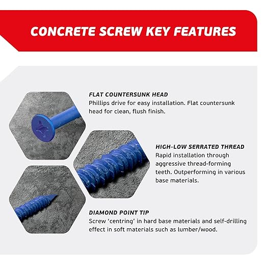 1/4 x 6 Countersunk Phillips Flat Head Blue Concrete Screw Anchors - Image 3