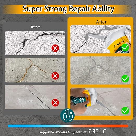 Concrete Crack Filler, High Elasticity Cement Crack Repair Sealant, - Image 4