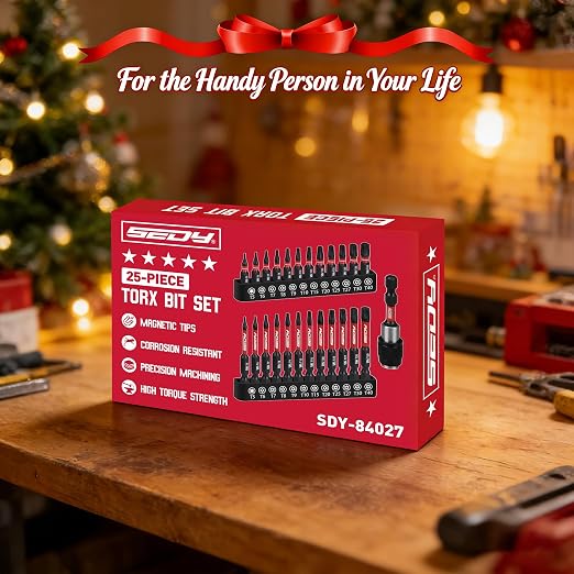 25-Piece Torx Bit Set, T5-T40 CNC Machined Magnetic Tips, S2 Steel Star Bit - Image 8
