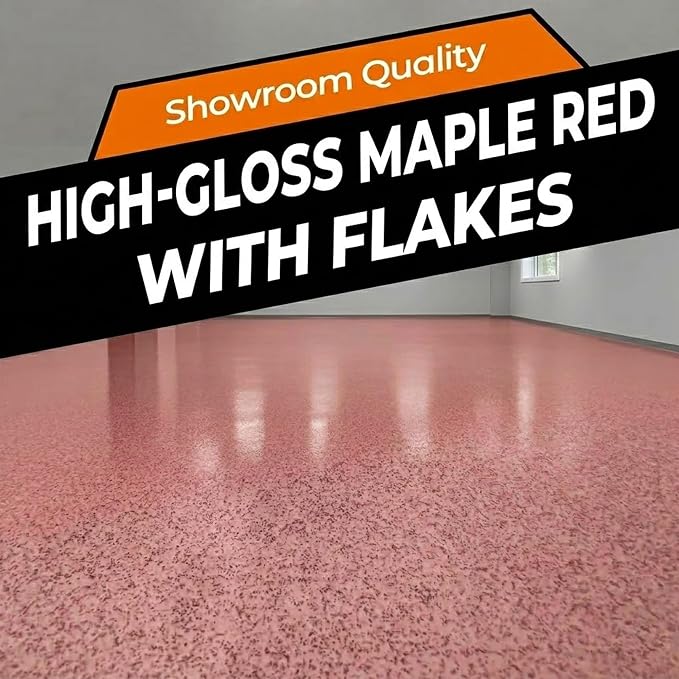100% Solid Self-Leveling Epoxy Resin Floor Paint, Maple Leaf Red, 1 Gallon - Image 4