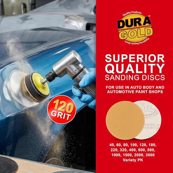 Dura-Gold - Premium - 120 Grit 3" Gold Hook & Loop Sanding Discs - Image 5