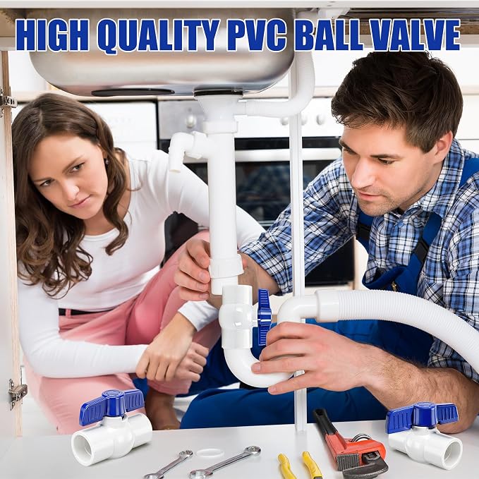 10 Pack 3/4'' PVC Ball Valve Slip, PVC Water Pipe Shut Off Valves 3/4inch - Image 2