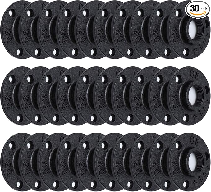 3/4" Antirust Black Floor Flange, 30 Pack Malleable iron Pipe Fittings by HomeTZH