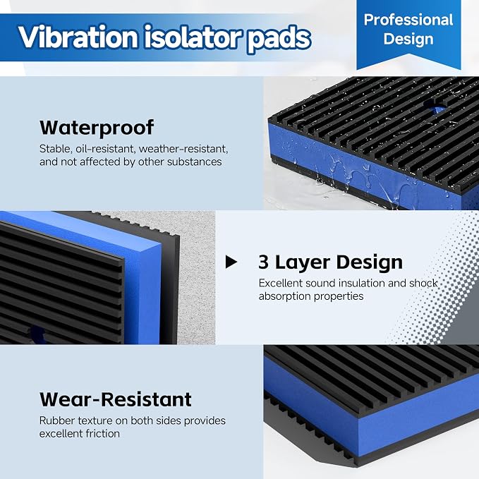 4 Pack 4 x 4 Inch Anti Vibration Pads, Rubber Isolation Pads | Anti Vibration - Image 3