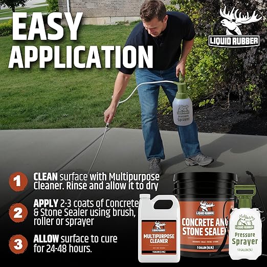 Liquid Rubber Concrete & Stone Sealer, Waterproof, 5 Gallon | Natural Look - Image 3