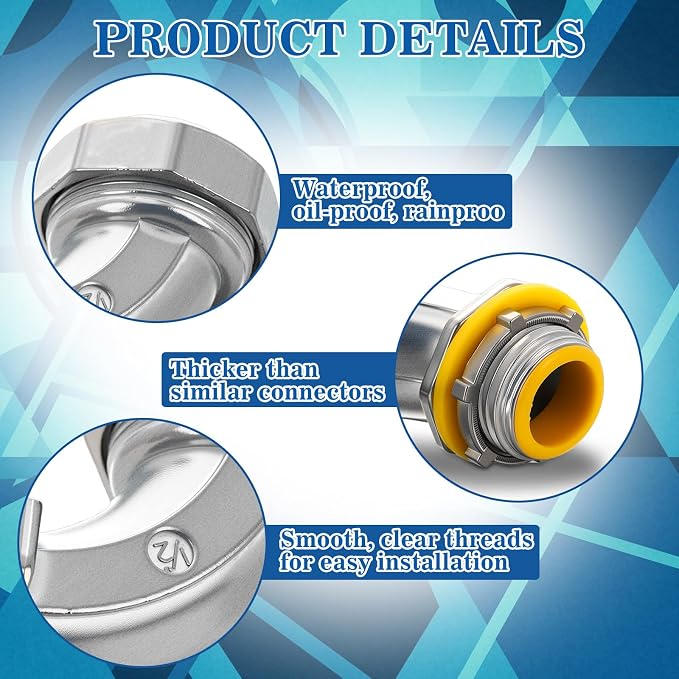 Chumia 6 Pack 1/2 Inch Liquid Tight Connector 90 Degree Liquid Tight Connectors - Image 3
