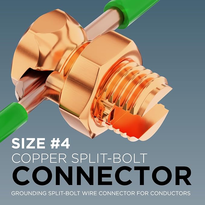 THE CIMPLE CO 4 Pack, Size #4 Copper Split-Bolt Connectors 4 AWG - Image 2