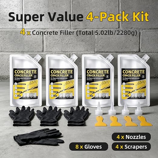 TQRR Pack of 4 Self Leveling Concrete Crack Filler, Cement Crack Repair | - Image 5