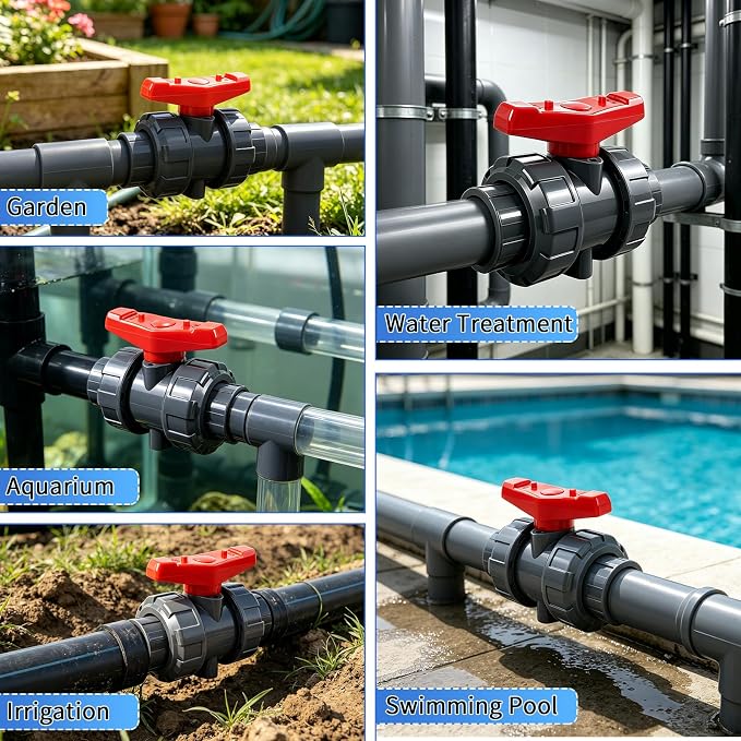 PVC Union Ball Valve, 1-1/4" Inch True Union Full Flow Ball Valve - Image 7
