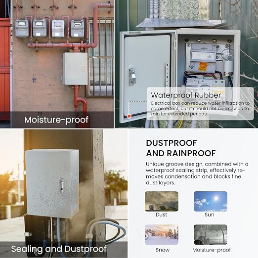 12" x 10" x 6" Heavy Duty Steel Electrical Enclosure, Outdoor Weatherproof Wall - Image 6