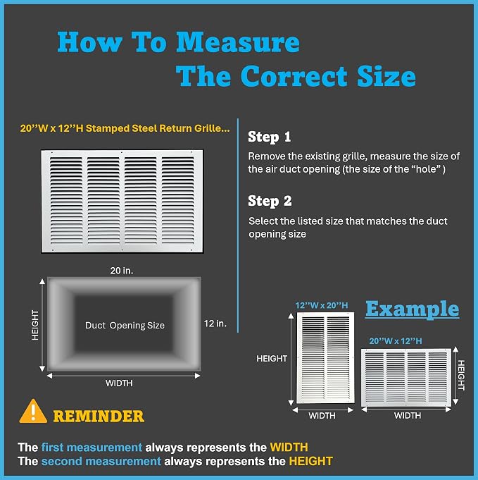Fits 20x12 Duct Opening Stamped Steel Return Air Grille Vent Cover Grille - Image 6